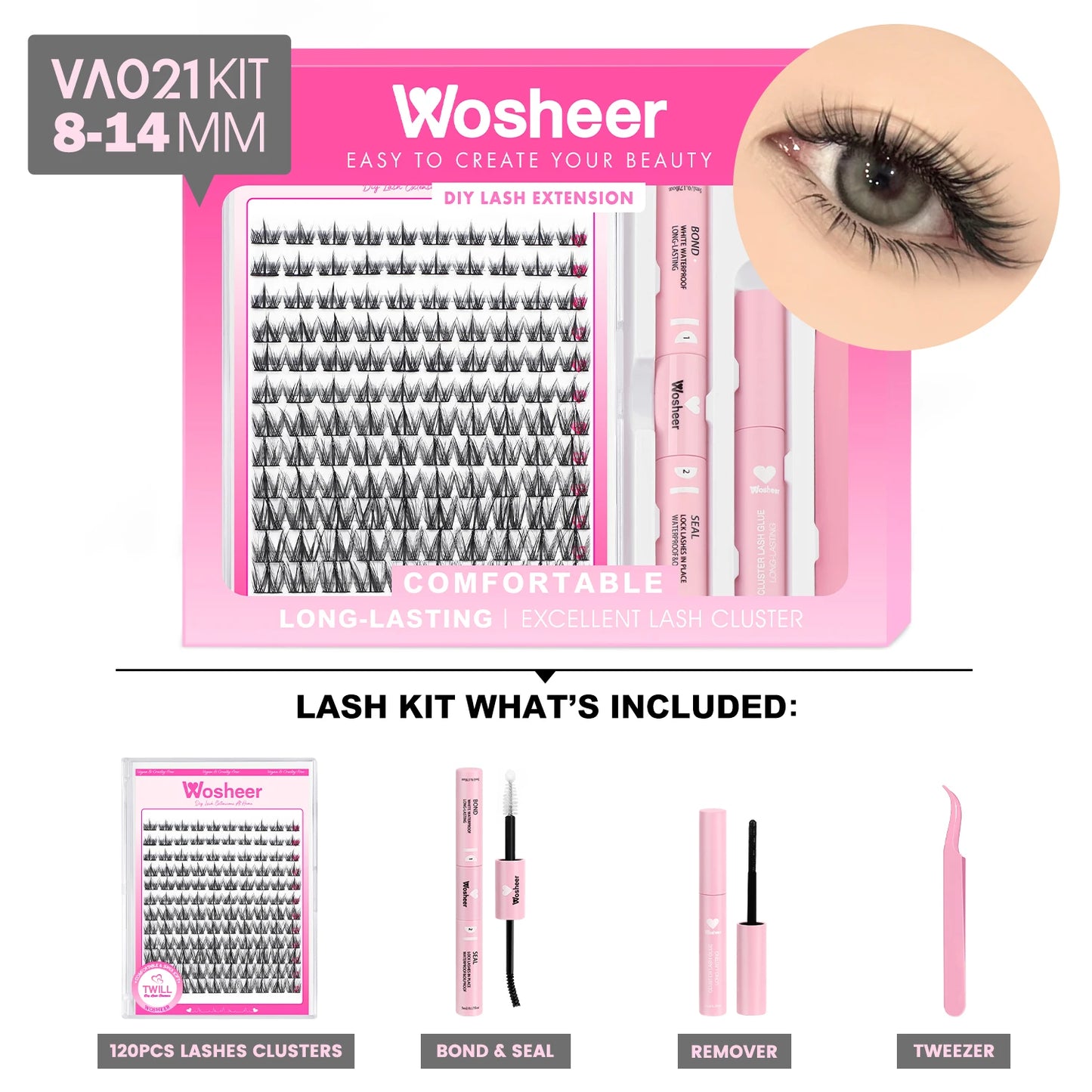 Eyelash Clusters Kit Thick Individual Lashes Lash Bond and Seal and Remover Faux Mink Lashes Eyelash Extension DIY