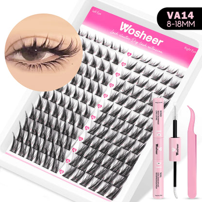Manga Lash Clusters Kit Cat Lashes with Lash Bond & Seal Cluster Eyelash Extensions Mixed Tray Eyelash Clusters Kit