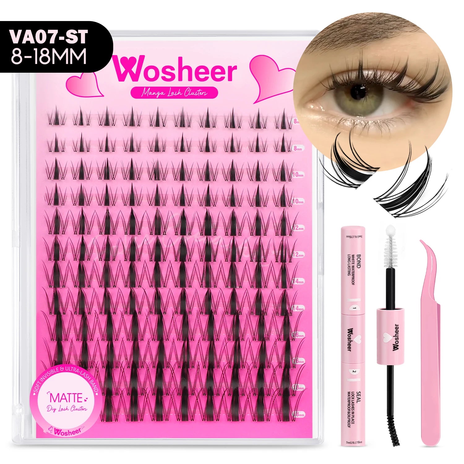 Lash Clusters Manga Lash Clusters Kit Clear Fairy Eyelash Clusters Wet-Look Spiky Anime Lashes Individual Lashes