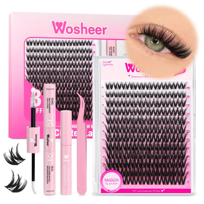 Eyelash Clusters Kit Thick Individual Lashes Lash Bond and Seal and Remover Faux Mink Lashes Eyelash Extension DIY