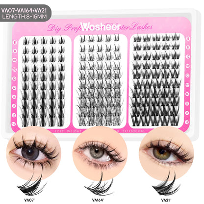 Manga Lash Clusters Kit Cat Lashes with Lash Bond & Seal Cluster Eyelash Extensions Mixed Tray Eyelash Clusters Kit