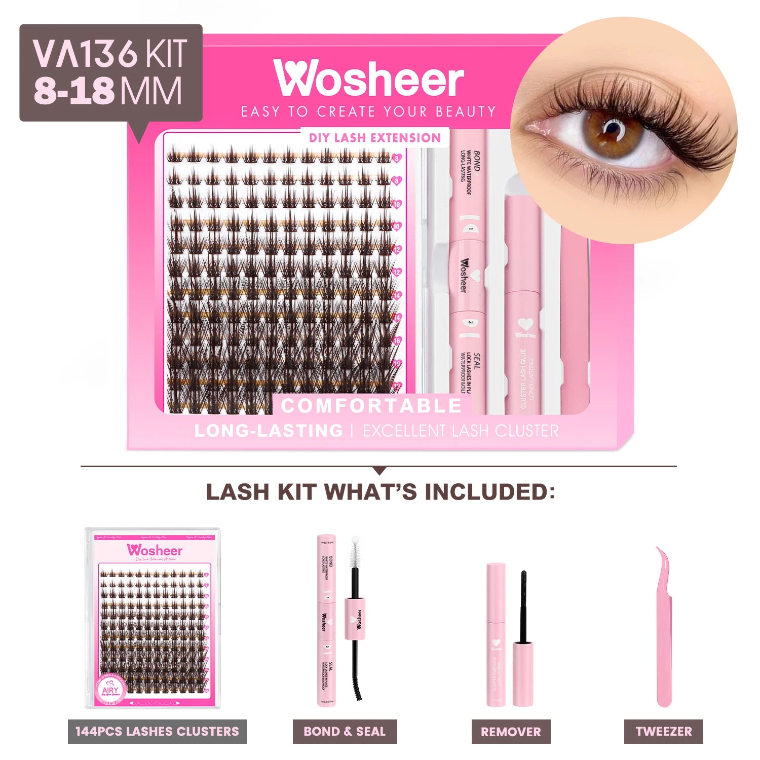 Eyelash Clusters Kit Thick Individual Lashes Lash Bond and Seal and Remover Faux Mink Lashes Eyelash Extension DIY