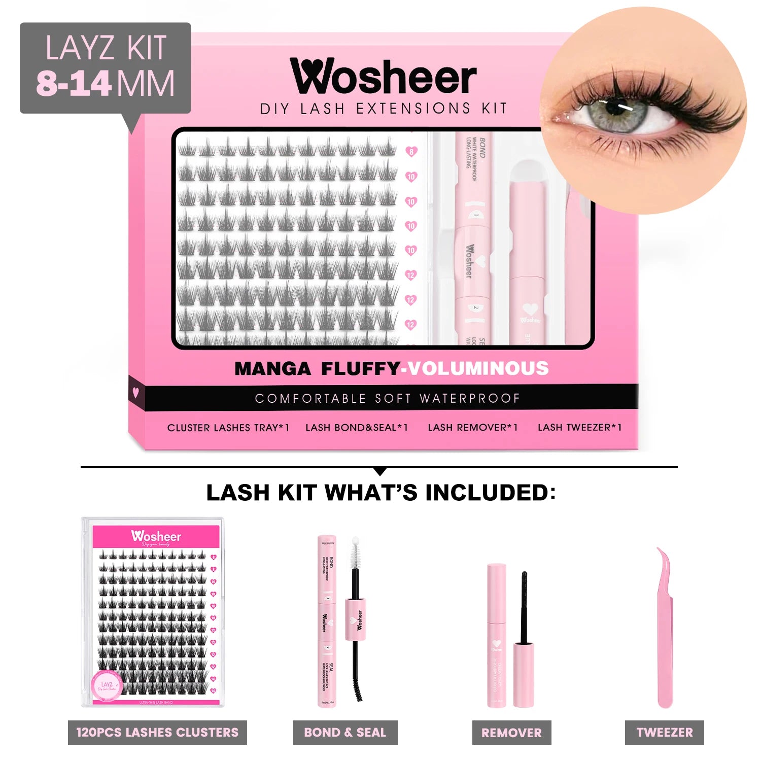 Eyelash Clusters Kit Thick Individual Lashes Lash Bond and Seal and Remover Faux Mink Lashes Eyelash Extension DIY