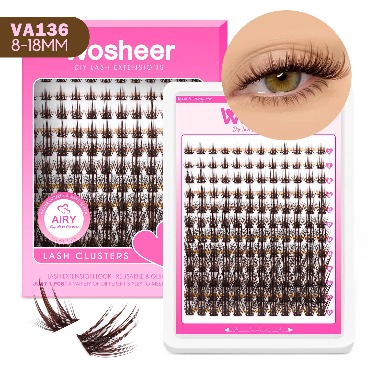 Eyelash Clusters Kit Thick Individual Lashes Lash Bond and Seal and Remover Faux Mink Lashes Eyelash Extension DIY