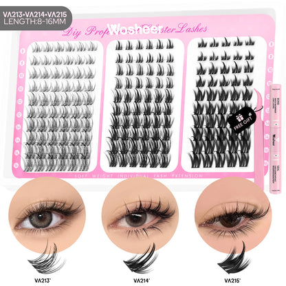 Manga Lash Clusters Kit Cat Lashes with Lash Bond & Seal Cluster Eyelash Extensions Mixed Tray Eyelash Clusters Kit