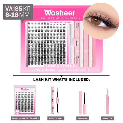 Eyelash Clusters Kit Thick Individual Lashes Lash Bond and Seal and Remover Faux Mink Lashes Eyelash Extension DIY