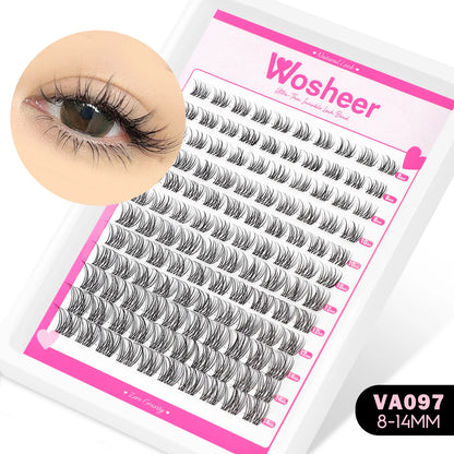 Manga Lash Clusters Kit Cat Lashes with Lash Bond & Seal Cluster Eyelash Extensions Mixed Tray Eyelash Clusters Kit