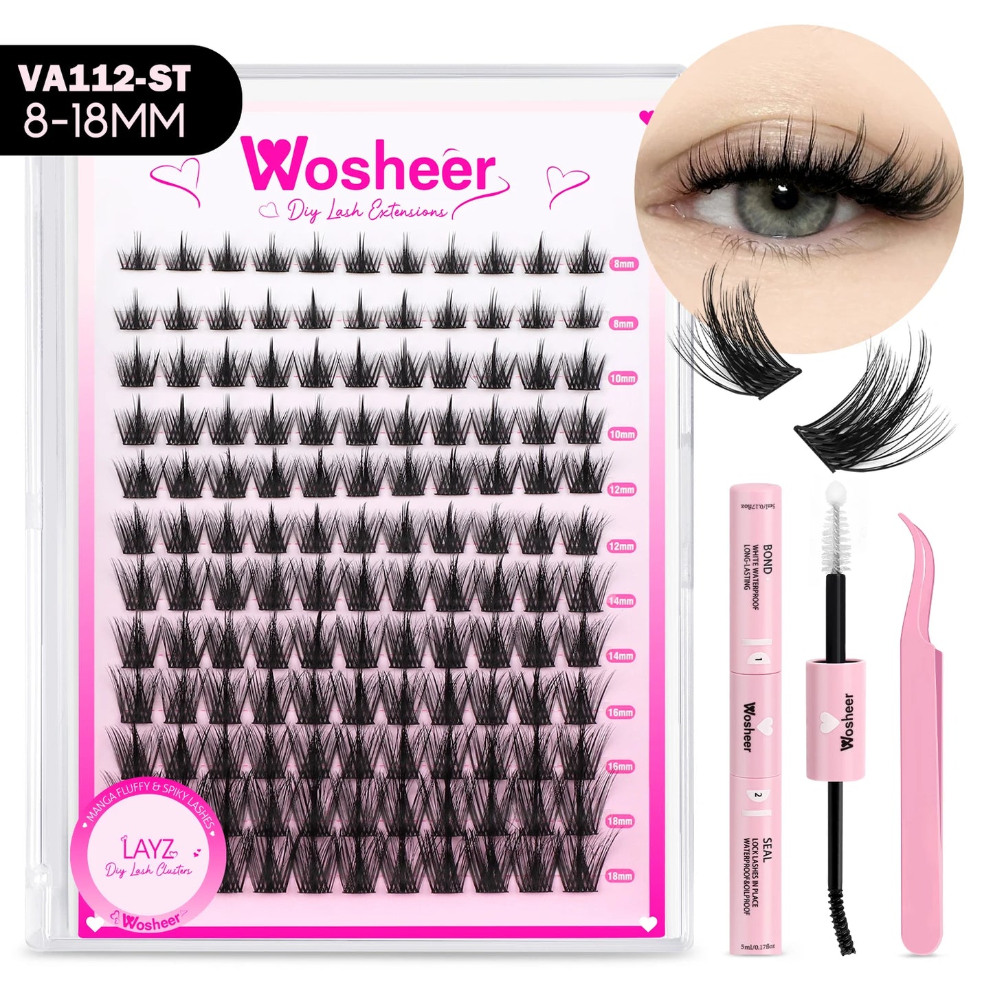 Lash Clusters Manga Lash Clusters Kit Clear Fairy Eyelash Clusters Wet-Look Spiky Anime Lashes Individual Lashes