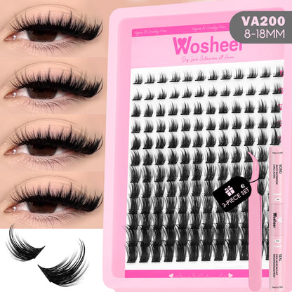 Lash Clusters Manga Lash Clusters Kit Clear Fairy Eyelash Clusters Wet-Look Spiky Anime Lashes Individual Lashes