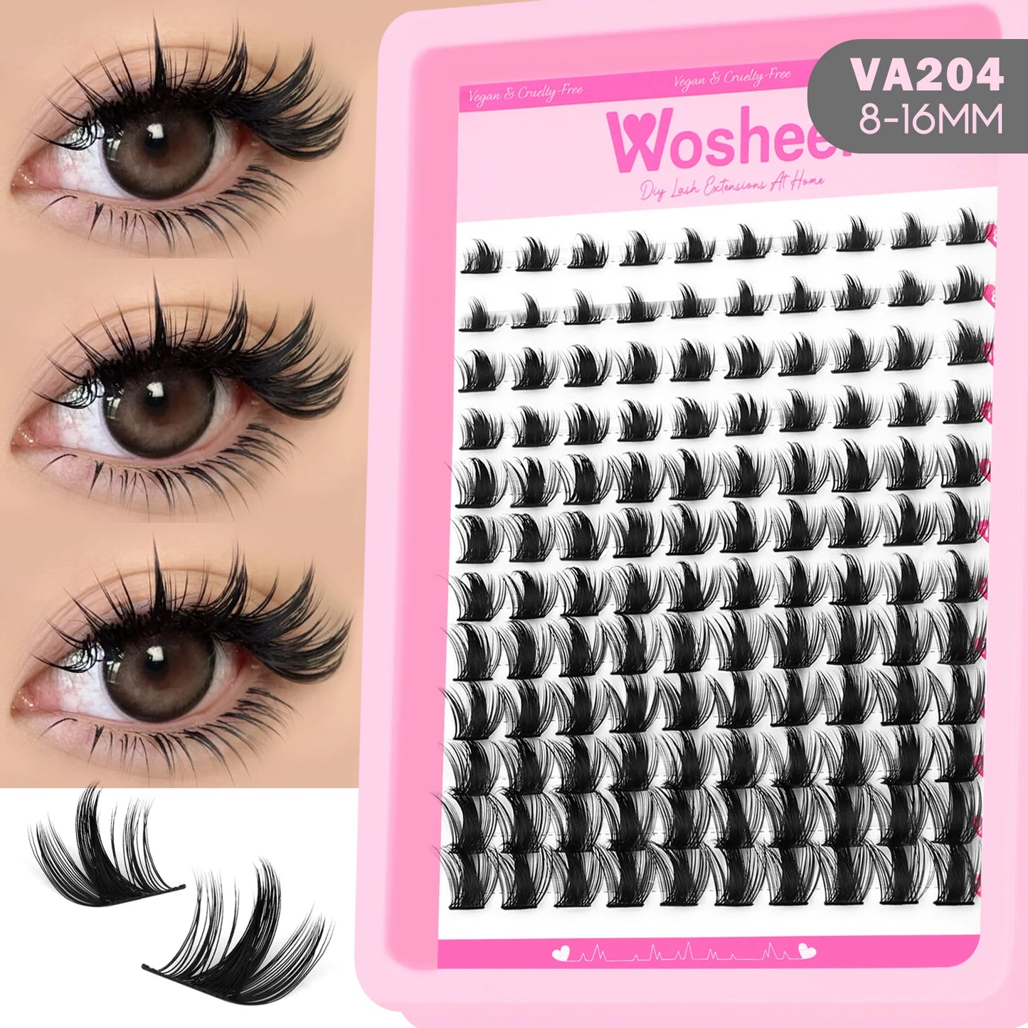 Lash Clusters Manga Lash Clusters Kit Clear Fairy Eyelash Clusters Wet-Look Spiky Anime Lashes Individual Lashes