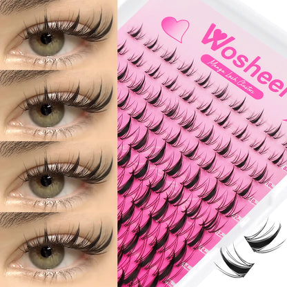 Lash Clusters Manga Lash Clusters Kit Clear Fairy Eyelash Clusters Wet-Look Spiky Anime Lashes Individual Lashes
