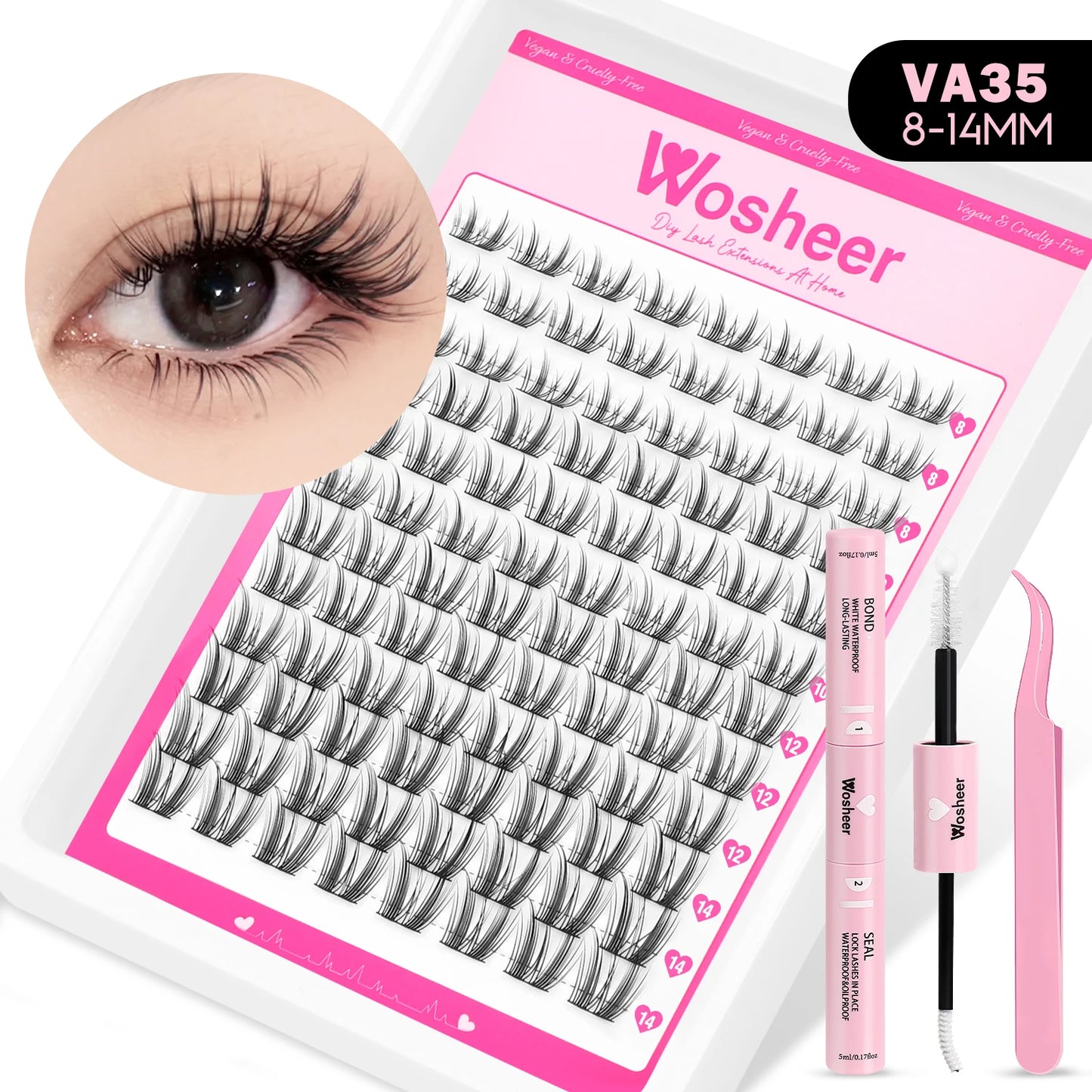 Lash Clusters Manga Lash Clusters Kit Clear Fairy Eyelash Clusters Wet-Look Spiky Anime Lashes Individual Lashes