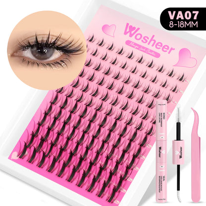 Manga Lash Clusters Kit Cat Lashes with Lash Bond & Seal Cluster Eyelash Extensions Mixed Tray Eyelash Clusters Kit