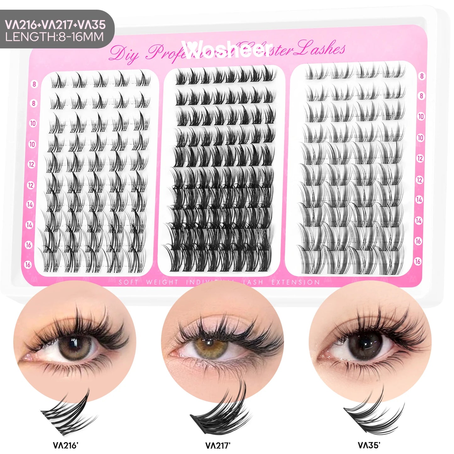 Manga Lash Clusters Kit Cat Lashes with Lash Bond & Seal Cluster Eyelash Extensions Mixed Tray Eyelash Clusters Kit