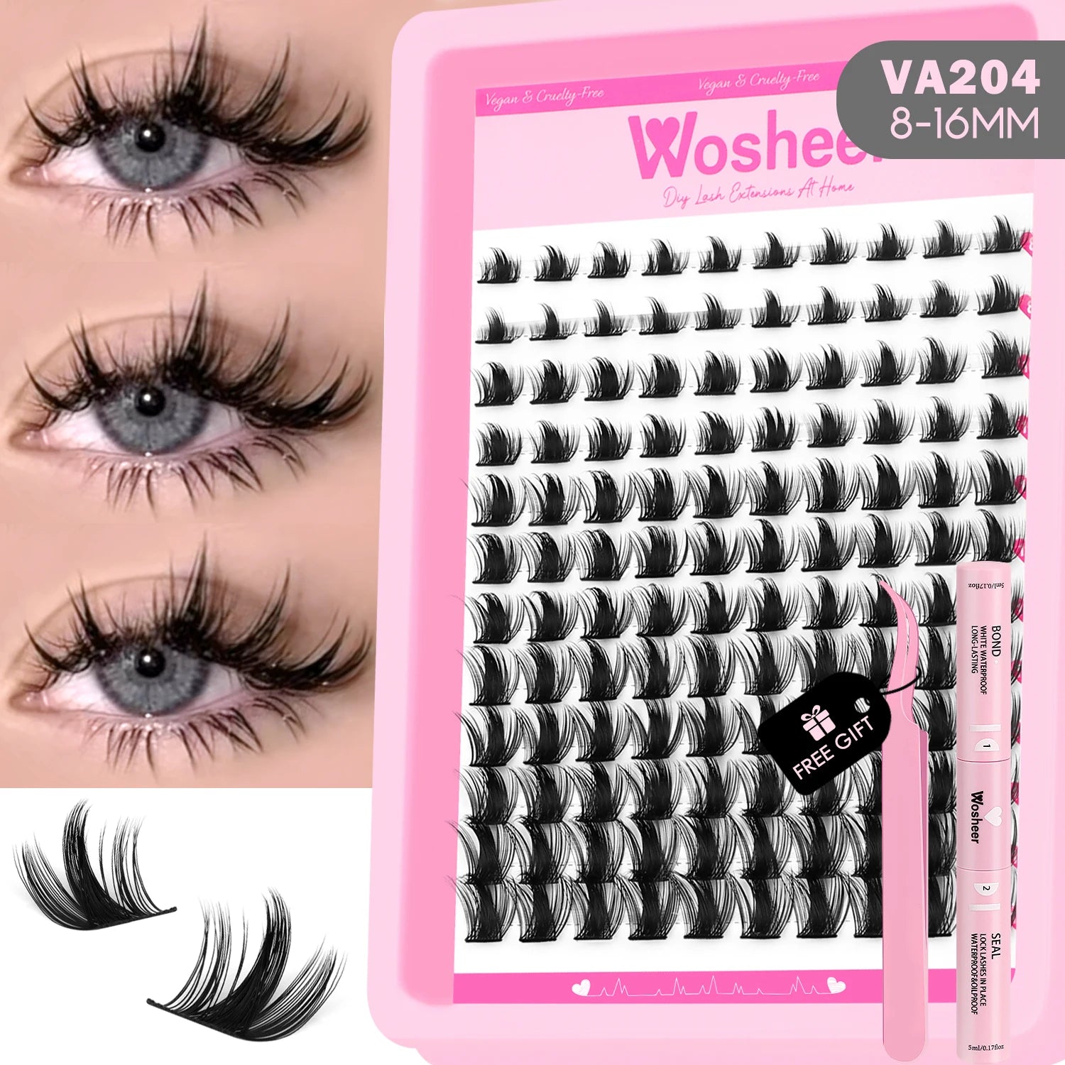 Lash Clusters Manga Lash Clusters Kit Clear Fairy Eyelash Clusters Wet-Look Spiky Anime Lashes Individual Lashes