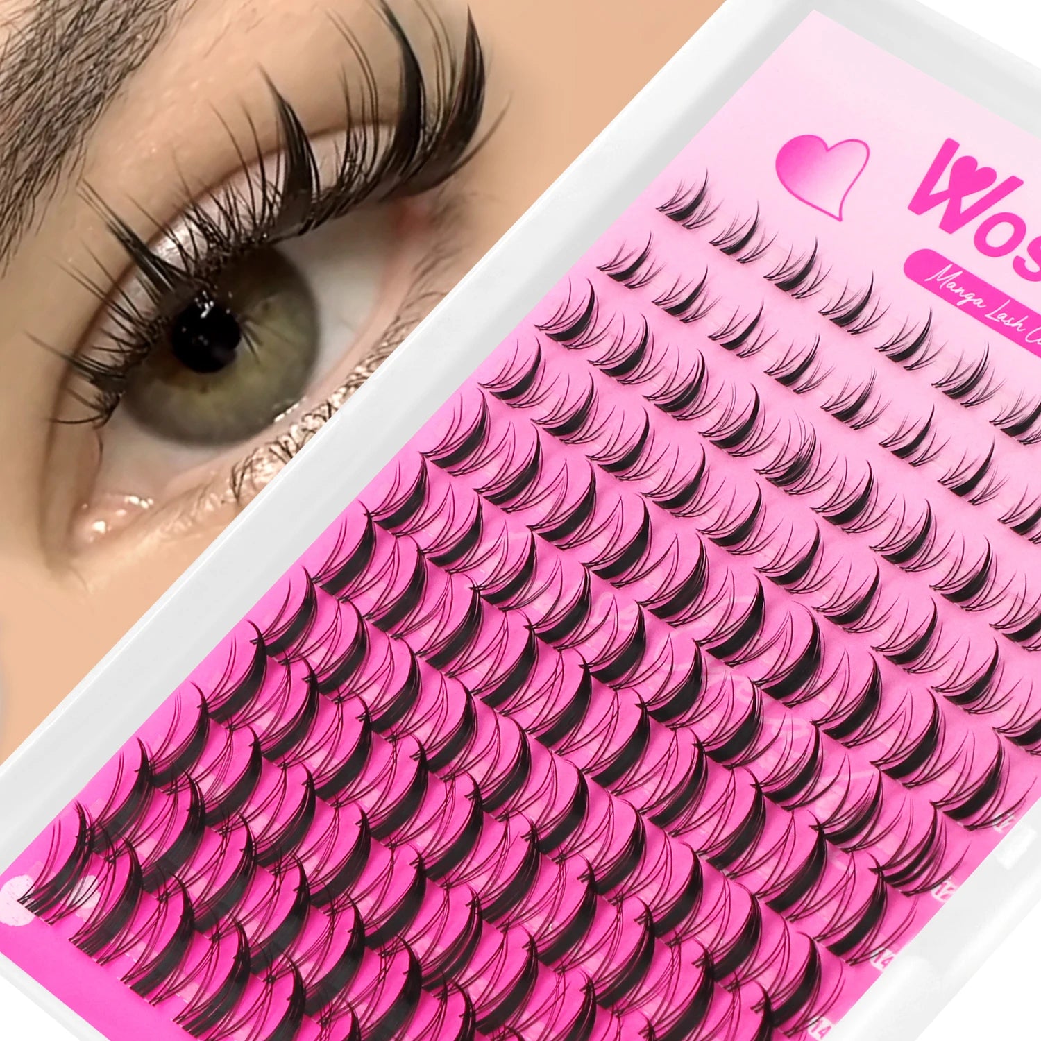 Lash Clusters Manga Lash Clusters Kit Clear Fairy Eyelash Clusters Wet-Look Spiky Anime Lashes Individual Lashes