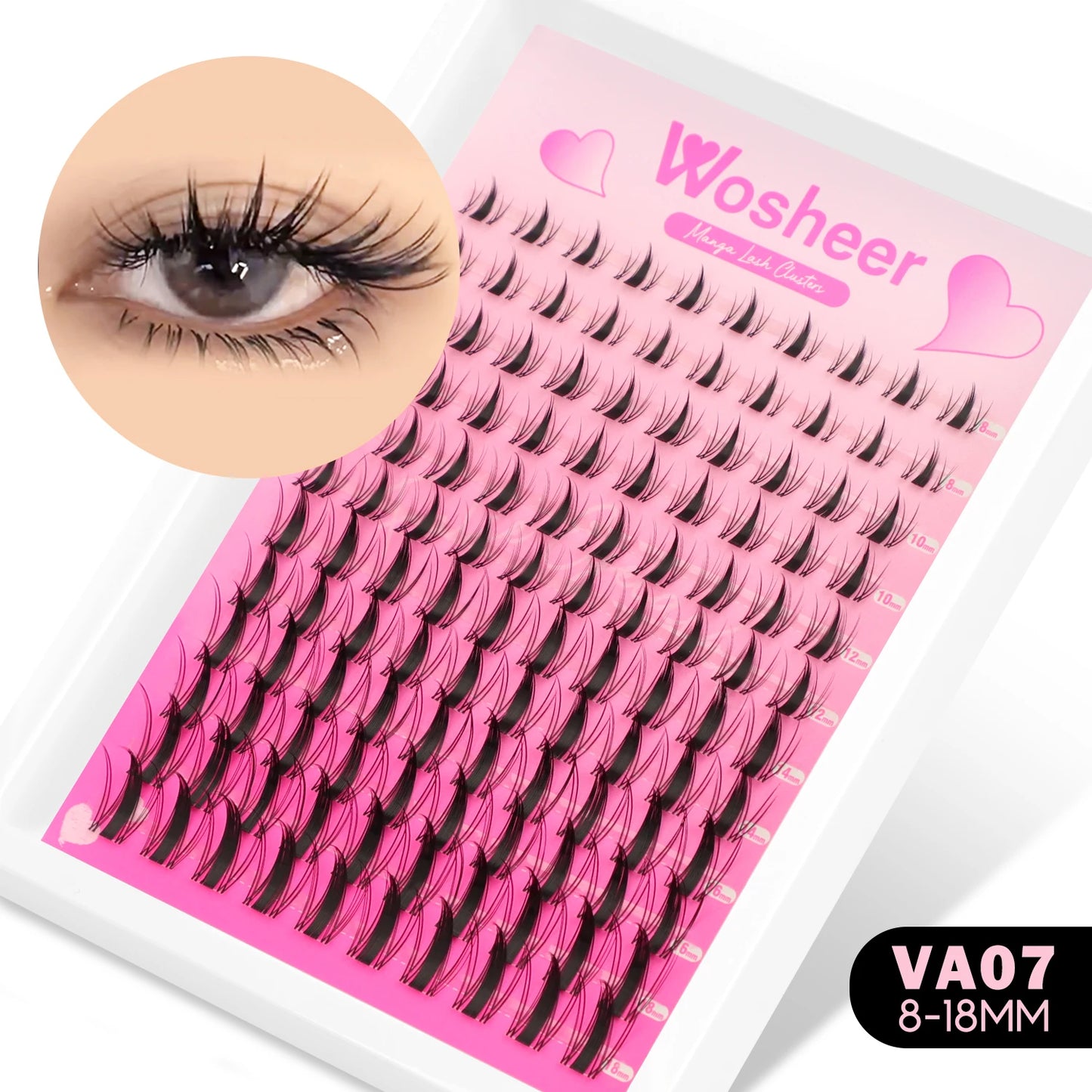 Manga Lash Clusters Kit Cat Lashes with Lash Bond & Seal Cluster Eyelash Extensions Mixed Tray Eyelash Clusters Kit