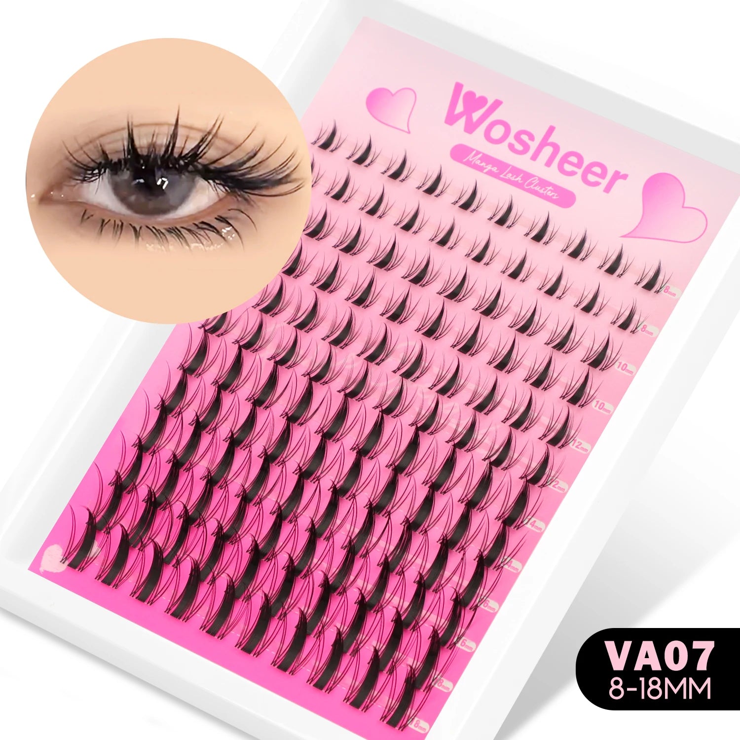 Manga Lash Clusters Kit Cat Lashes with Lash Bond & Seal Cluster Eyelash Extensions Mixed Tray Eyelash Clusters Kit