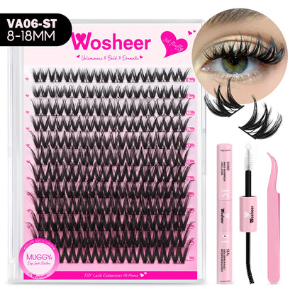 Lash Clusters Manga Lash Clusters Kit Clear Fairy Eyelash Clusters Wet-Look Spiky Anime Lashes Individual Lashes