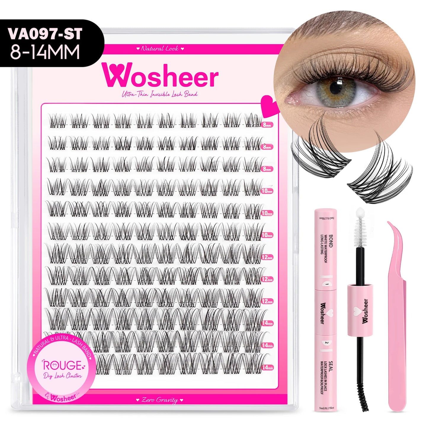 Lash Clusters Manga Lash Clusters Kit Clear Fairy Eyelash Clusters Wet-Look Spiky Anime Lashes Individual Lashes