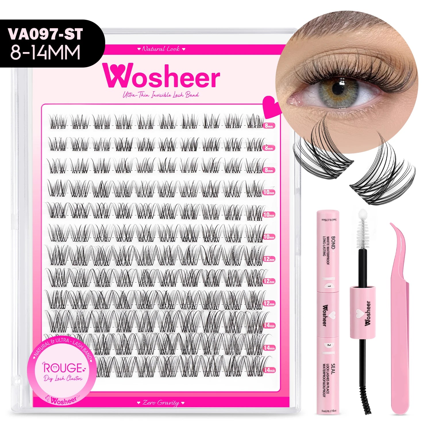Lash Clusters Manga Lash Clusters Kit Clear Fairy Eyelash Clusters Wet-Look Spiky Anime Lashes Individual Lashes