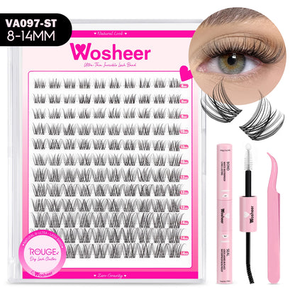 Lash Clusters Manga Lash Clusters Kit Clear Fairy Eyelash Clusters Wet-Look Spiky Anime Lashes Individual Lashes