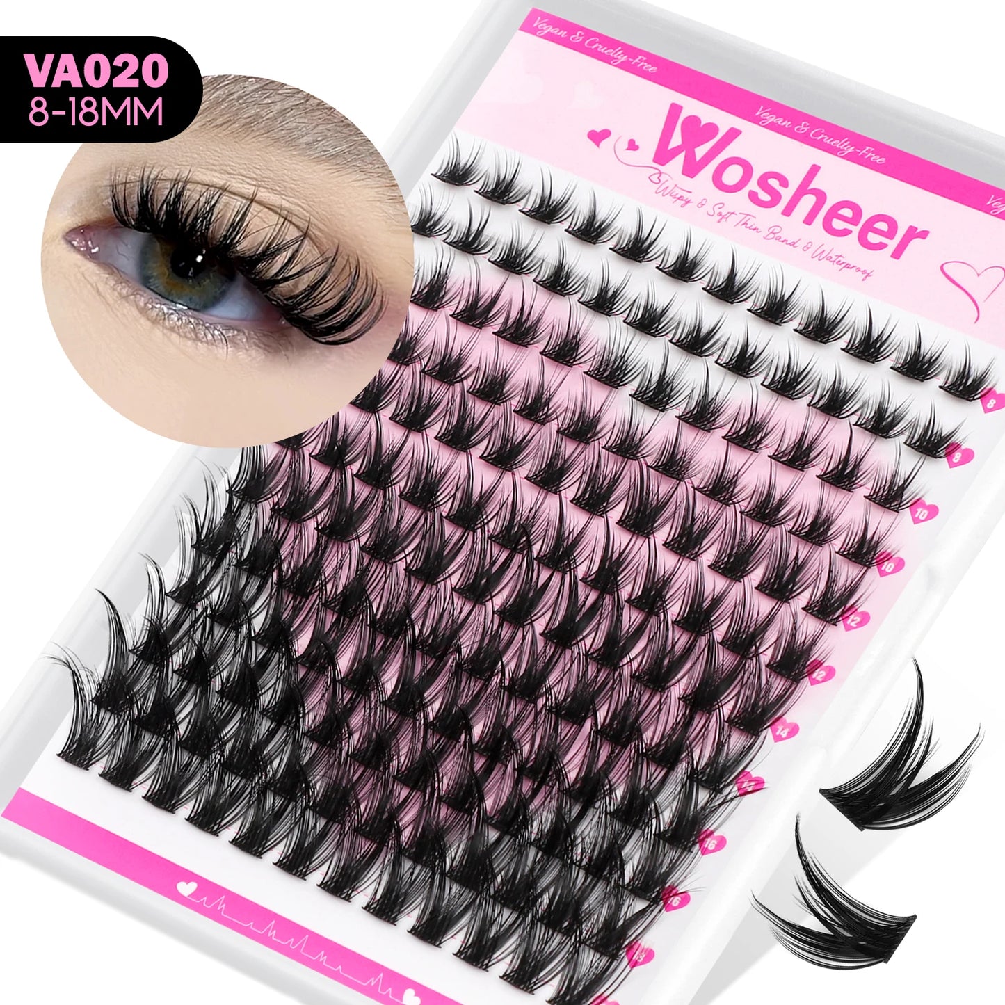 Lash Clusters Manga Lash Clusters Kit Clear Fairy Eyelash Clusters Wet-Look Spiky Anime Lashes Individual Lashes