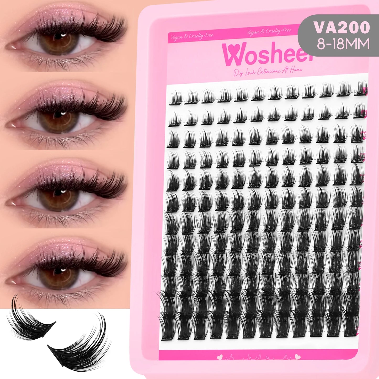 Lash Clusters Manga Lash Clusters Kit Clear Fairy Eyelash Clusters Wet-Look Spiky Anime Lashes Individual Lashes