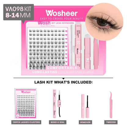 Eyelash Clusters Kit Thick Individual Lashes Lash Bond and Seal and Remover Faux Mink Lashes Eyelash Extension DIY